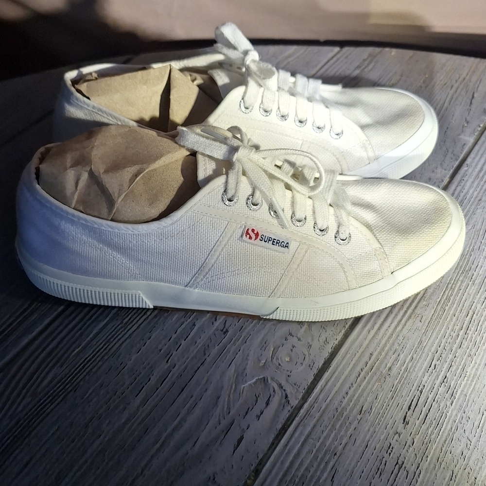 Superga Men's 9/Womens 10 1/2 White Canvas Sneakers Unisex - Picture 10 of 14